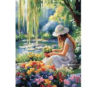Peinture par Numero Adulte Jardin Femme 50 x 70 cm, Peinture Numéro Activité Manuelle Adulte, DIY Kit Peinture Adultes Avec Pinceaux et Peintures Acryliques pour maison Décoration (Sans Cadre)-YH677