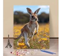 Peinture par Numero Adulte Kangourou Peinture Numero Animal Painting by Numbers, Kit de Bricolage Coloré Canevas Kit Complet Activite Manuelle Adulte, Decoration Maison 30x40cm Sans Cadre 4-150JP