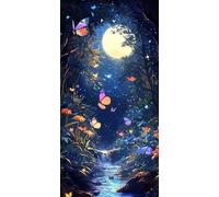 Peinture par Numéro Adulte, Kit Complet DIY Coloriage Acrylique sur Toile 100x200cm, Peintures et Pinceaux Inclus, Activité Manuelle Créative Débutant, Décoration Murale Maison, Papillons Lune G-930