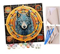 Peinture par Numero Adulte Kit Peinture Adulte Enfant Comprend des Peintures Acryliques et des Pinceaux - dieu loup, cercle magique, animaux fantastiques (2) Sans Cadre (Toile 40x40 cm)