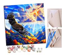 Peinture par Numero Adulte Kit Peinture Adulte Enfant Comprend des Peintures Acryliques et des Pinceaux - Aigle sous le ciel coloré Sans Cadre (Toile 40x40 cm)
