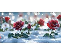 Peinture par Numero Adulte La Rose Rouge, Peinture Numero Enfant Débutants Pré - imprimé Toile, Loisirs Créatifs Adultes avec Acrylique Pigments et Pinceaux, Décoration Maison 40x80 cm Hiver Z-618