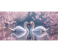 Peinture par Numero Adulte Lac des cygnes, Peinture Numero Adulte Débutants DIY Pinceaux Peintures de Dessin de Pigment Acrylique Kit, Loisirs Créatifs Decor Maison Cadeau 90x180cm (sans Cadre) t-792