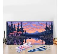 Peinture par Numero Adulte Lac Peinture Numero Champignon Grande taille XXL 40x70cm Complet Kit Bricolage Loisirs Créatifs Adultes Débutant avec Acrylique Pinceaux,Maison Décoration Halloween G8-178