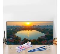 Peinture par Numero Adulte Lac Peinture Numero Forêt Grande taille XXL 30x60 cm Complet Kit Bricolage Loisirs Créatifs Adultes Débutant avec Acrylique et Pinceaux, Maison Décoration Halloween G8-260