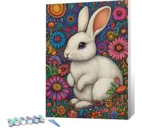 Peinture par Numero Adulte Lapin DIY Oil Painting Kits on Canvas for Beginner, with Brushes and Acrylic Pigment, Paint by Numbers Enfant Marguerite Loisirs Créatifs Adultes, 80x100 (Sans Cadre) 0j-986