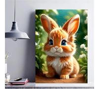 Peinture par Numero Adulte,Lapin mignon DIY Peinture Acryliques pour Débutants Kit de Peinture à l'huile sur Toile avec Brosses et Peintures Acryliques Cadeau pour Maison Décor(sans Cadre)30x40cm