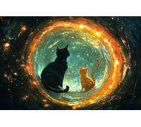 Peinture par Numéro Adulte Le chat étoilé avec Pinceaux et Acryliques Bricolage Peintures Kits, pour la Décoration Intérieure, Loisirs Créatifs Activité Manuelle Adultes, 60x90cm (sans Cadre) e-948