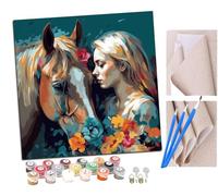 Peinture par Numero Adulte Le langage des fleurs Le langage du cheval 1 DIY Peinture à l'huile Numéros Toile Paint by Numbers Peindre par Nombre Kits sans Cadre 40x40cm