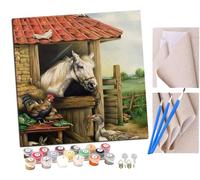 Peinture par Numero Adulte Le monde des animaux de la ferme DIY Peinture à l'huile Numéros Toile Paint by Numbers Peindre par Nombre Kits sans Cadre 40x40cm