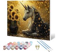 Peinture par Numero Adulte Licorne Peinture Numero, Paint by Number Tournesol Paint by Numbers for Adults Kit Peinture avec Pinceaux et Acrylique pour Decoration Murale, Cadeau 50 x 40 cm -hjw250101A