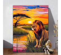 Peinture par Numero Adulte Lion, DIY Numéro D'art Arbre Activités Manuelles Kit Creatif, Paint by Numbers Toile Artisanat avec Pinceaux pour Decoration Chambre Murale, Cadeau Femme 40x50cm V-5