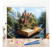 Peinture par Numero Adulte Livre Peinture Numero Architecture Diamond Painting, DIY Creatif Toile 40x30CM Numéro d'art Complet Painting by Numbers pour Chambre Décoration Murale, Sans Cadre W6-44