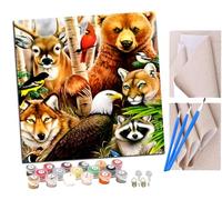 Peinture par Numero Adulte loup aigle ours animal DIY Peinture à l'huile Numéros Toile Paint by Numbers Peindre par Nombre Kits sans Cadre 40x40cm