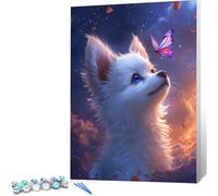 Peinture par Numero Adulte Loup DIY Oil Painting Kits on Canvas for Beginner, with Brushes and Acrylic Pigment, Paint by Numbers Enfant Papillon Loisirs Créatifs Adultes, Cadeau Femme, 20x30 0j-984