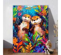 Peinture par Numero Adulte Loutre, DIY Numéro D'art Océan Activités Manuelles Kit Creatif, Paint by Numbers Toile Artisanat avec Pinceaux pour Decoration Chambre Murale, Cadeau Femme 30x40cm B-9