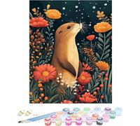 Peinture par Numero Adulte Loutre Peinture Numero Fleur Painting by Numbers, Loisirs Créatifs Adultes, Kit de Bricolage Couleur Canevas Paintings Kit pour Decoration Maison Sans Cadre 60x90cm F-R56L