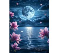 Peinture par Numero Adulte Lune, Coloriage par Numero Adulte Fleurs, Numéro d'art Enfant 6 ans avec 3 Pinceaux et Avancé Peinture Acrylique pour Décoration Murale, Cadeau Femme 100x130cm Y2-436