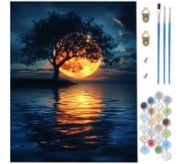 Peinture par Numero Adulte lune,DIY Peinture Numero Arbre Paint by Numbers Toile Artisanat,loisir Creatif Adulte avec Pinceaux et Acryliques pour Tableau Decoration Murale Cadeau 100 x 150 CM D1-1083