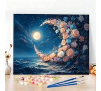 Peinture par Numero Adulte Lune Peinture Numero Abstrait Diamond Painting, DIY Creatif Toile 135x100CM Numéro d'art Complet Painting by Numbers pour Chambre Décoration Murale, Sans Cadre,Cadeau W6-536