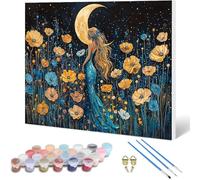 Peinture par Numero Adulte Lune Peinture Numero, Paint by Number Femme Paint by Numbers for Adults Kit Peinture avec 3 Pinceaux et Acrylique pour Decoration Murale, Cadeau Femme 50x40CM -hjw250109I