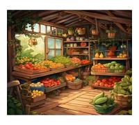 Peinture par Numero Adulte,Magasin de fruits DIY Acryliques Peinture,Débutants Kit de Peinture à l'huile sur Toile avec Brosses et Peintures Acryliques Cadeau pour Maison Décor (sans Cadre)40x50cm