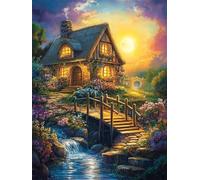Peinture par Numero Adulte Maison de Conte de Fées Paysage 70x90 cm, DIY Peinture Numéro Activité Manuelle Adulte Avec Pinceaux et Peintures Acryliques pour maison Décoration (Sans Cadre) -YH671
