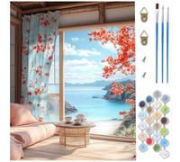 Peinture par Numero Adulte maisons,DIY Peinture Numero mer Paint by Numbers Toile Artisanat,loisir Creatif Adulte avec Pinceaux et Acryliques pour Tableau Decoration Murale Cadeau 100 x 150 CM D1-283
