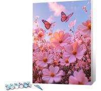 Peinture par Numero Adulte Marguerite DIY Oil Painting Kits on Canvas for Beginner, with Brushes and Acrylic Pigment, Paint by Numbers Enfant Papillon Loisirs Créatifs Adultes, Cadeau 20x30 0j-974