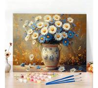 Peinture par Numero Adulte Marguerite Peinture Numero Rétro Diamond Painting, DIY Creatif Toile 70x50cm Numéro d'art Complet Painting by Numbers pour Chambre Décoration Murale,Sans Cadre,Cadeau W6-654