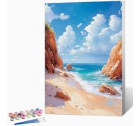 Peinture par Numero Adulte Mer Plage Loisirs Créatifs Adultes, DIY Coloriage Numerote avec Pigment Acrylique pour Débutants Enfant, Art Peinture Numero, Decoration, Cadeau Femme 30x40cm -WX251081