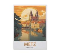 Peinture par Numero Adulte，Metz Moselle，DIY Acryliques Peinture,Kit de Peinture à l'huile sur Toile pour Débutants avec Brosses et Acryliques Peintures pour Maison Décor（50x60cm）19.6x23.6 pouces-GL68