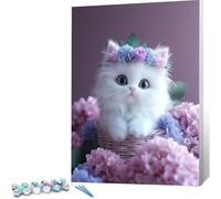 Peinture par Numero Adulte Mignon DIY Oil Painting Kits on Canvas for Beginner, with Brushes and Acrylic Pigment,Paint by Numbers Enfant Chat Loisirs Créatifs Adultes,Cadeau 80x100 (Sans Cadre) 0j-338
