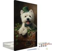 Peinture par Numero Adulte Mignon, Kits de Peinture au Numéro Chien Paint by Numbers, DIY Activité Manuelle Adulte avec Pinceaux et Pigment pour Deco Murale Maison, Cadeau Femme 45x90 cm 4L-1101