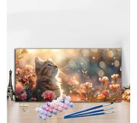 Peinture par Numero Adulte Mignon Peinture Numero Chat Grande taille XXL 50x100CM Complet Kit Bricolage Loisirs Créatifs Adultes Débutant avec Acrylique et Pinceaux, Maison Décoration Halloween G8-144