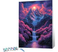 Peinture par Numero Adulte Montagne Enneigée DIY Oil Painting Kits on Canvas for Beginner, with Brushes and Acrylic Pigment, Paint by Numbers Enfant Automne Loisirs Créatifs Adultes, 20x30 0j-400