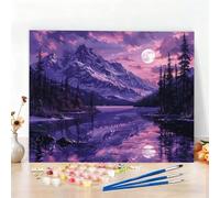 Peinture par Numero Adulte Montagne Peinture Numero Lune Diamond Painting, DIY Creatif Toile 70x50CM Numéro d'art Complet Painting by Numbers pour Chambre Décoration Murale, Sans Cadre, Cadeau W6-360