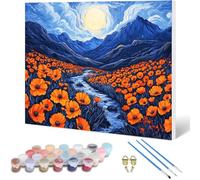 Peinture par Numero Adulte Montagne Peinture Numero, Paint by Number Paysage Paint by Numbers for Adults Kit Peinture avec Pinceaux et Acrylique pour Decoration Murale, Cadeau 90x70CM -hjw2501014