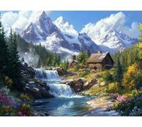 Peinture par Numero Adulte Montagnes Numero D'art Enfant Automne Paint by Numbers for Adults, Kit de Peinture à l'huile sur Toile Bricolage pour Débutants avec 3 Pinceau et Pigment, 70x50cm,Model864