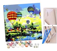 peinture par numero adulte Montgolfière au-dessus des bois Cadeau de Peinture à l'huile de Bricolage numérique aquarelle man pour Enfants Adultes Peindre par Nombre Kits Home Decor 16 * 16 Pouces