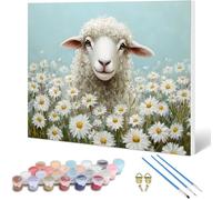 Peinture par Numero Adulte Mouton Peinture Numero, Paint by Number Fleurs Paint by Numbers for Adults Kit Peinture avec 3 Pinceaux et Acrylique pour Decoration Murale, Cadeau Femme 90x70cm -hjw25010Y0