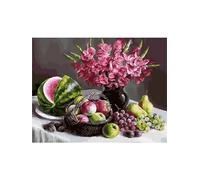 Peinture par Numero Adulte,Nature Morte Aux Fruits DIY Acryliques Peinture pour Débutants,Kit de Peinture à l'huile sur Toile avec Brosses et Peintures Acryliques Maison Décoration avec Cadre,40x50cm