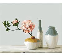 Peinture par Numero Adulte,Nature Morte Vase Fleur sans Cadre DIY Acryliques Peinture,Kit de Peinture à l'huile sur Toile pour Débutants avec Brosses et Acryliques Peintures pour Maison Décor 50x65 cm