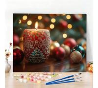 Peinture par Numero Adulte Noël Peinture Numero Bougie Diamond Painting, DIY Creatif Toile 135x100CM Numéro d'art Complet Painting by Numbers pour Chambre Décoration Murale, Sans Cadre, Cadeau W6-524