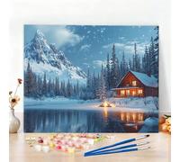 Peinture par Numero Adulte Noël Peinture Numero Hiver Diamond Painting, DIY Creatif Toile 120x80cm Numéro d'art Complet Painting by Numbers pour Chambre Décoration Murale, Sans Cadre, Cadeau W6-578