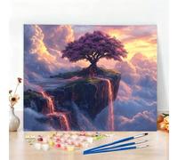Peinture par Numero Adulte Nuage Peinture Numero Arbre Diamond Painting, DIY Creatif Toile 100x70cm Numéro d'art Complet Painting by Numbers pour Chambre Décoration Murale, Sans Cadre, Cadeau W6-574