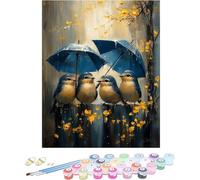 Peinture par Numero Adulte Oiseau Peinture Numero Parapluie Painting by Numbers, Loisirs Créatifs Adultes, Kit de Bricolage Couleur Canevas Paintings Kit Decoration Maison Sans Cadre 70x100cm D-442B