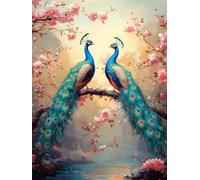 Peinture par Numero Adulte Paon, Coloriage par Numero Adulte Fleurs, Numéro d'art Enfant 6 ans avec 3 Pinceaux et Avancé Peinture Acrylique pour Décor Murale, Cadeau Femme 80x100cm (Sans Cadre) Y2-386