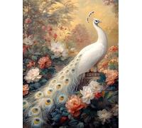 Peinture par Numero Adulte Paon, Coloriage par Numero Adulte Fleurs, Numéro d'art Enfant 6 ans avec 3 Pinceaux et Avancé Peinture Acrylique pour Décor Murale, Cadeau Femme 80x100cm (Sans Cadre) Y2-414