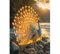 Peinture par Numero Adulte Paon Peinture Numero Lever Du Soleil Painting by Numbers, Kit de Bricolage Activite Manuelle Adulte par Débutants, Décoration de la Maison, Cadeau Avec Cadre 30x40cm 2-NA83